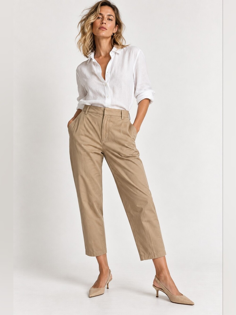 Banana Republic Tencel Cotton Pull-On Pants Tan Beige XS Cropped